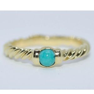 David Yurman 18k yellow gold turquoise ring size 7